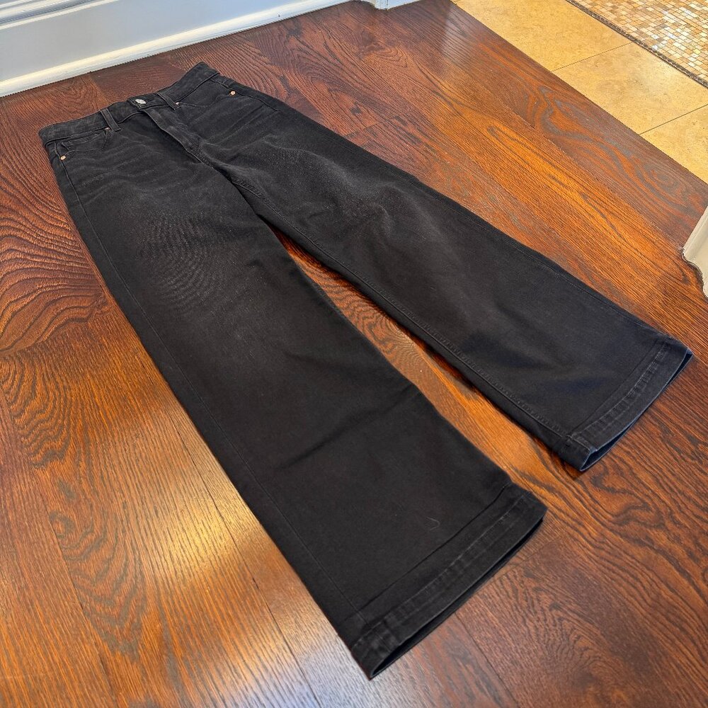 PAIGE High Rise Wide Leg Crop Black Jeans in "Anessa" - Picture 6 of 14